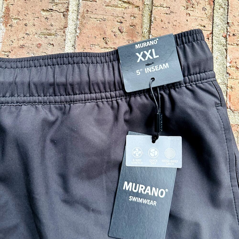 Murano Men's black Stretch Elastic Waist Swim Trunks Shorts Size XXL NWT - Picture 3 of 4
